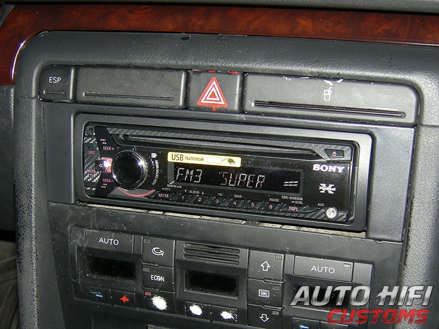 Установка автомагнитолы Sony CDX-G1003UR в Audi A4 (B6)